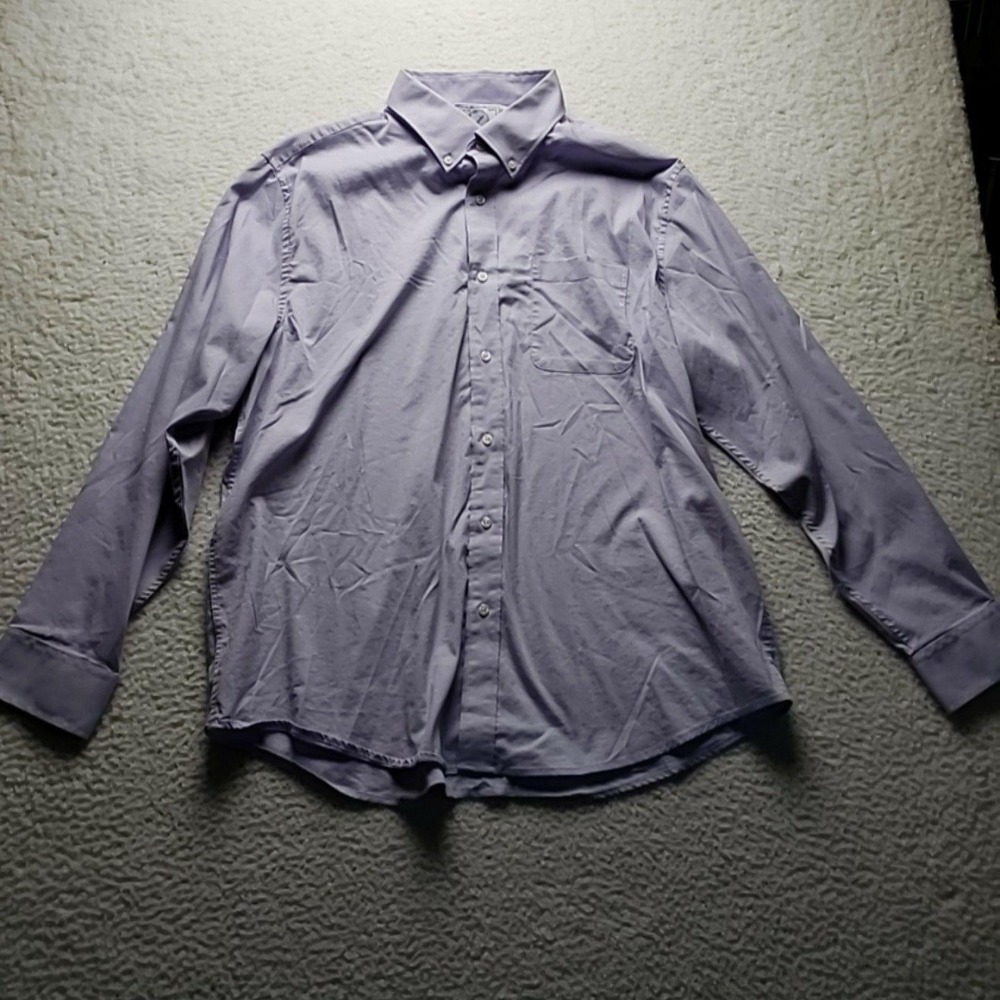 Bespoke Dress Shirt Mens XL 17.5 34/35 Purple Solid Classic Fit Stretch LS